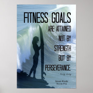 Póster ¡Chica de la persona que practica surf con metas