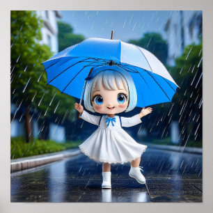 Póster Chica de la teoría bailando bajo la lluvia
