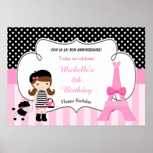 Póster Chica de la Torre Eiffel de París