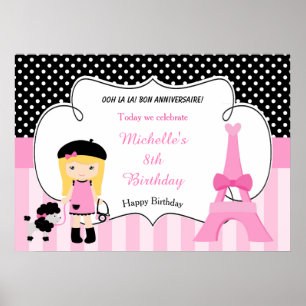 Póster Chica de la Torre Eiffel de París
