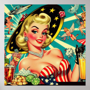 Póster Chica de la vendimia de la rubia