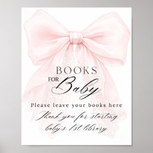 Póster Chica de lazo rosa Cumpleaños moderno Libro Solici