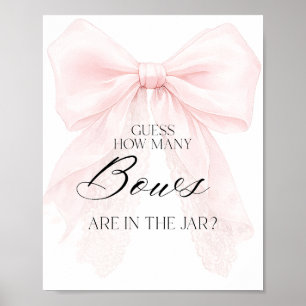 Póster Chica de lazo rosa Juego de adivinanzas para baby