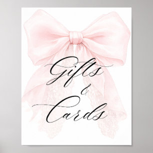 Póster Chica de lazo rosa tarjeta de regalo de baby showe