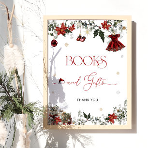 Póster Chica de libros y regalos de Santa Bebé Baby Showe