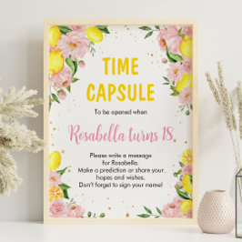 Póster Chica de limón floral rosa Hora de nacimiento Rótu
