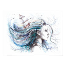 Chica de los océanos Pintura surrealista náutica a