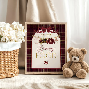 Póster Chica de Luxsary Teddy Baby Shower Plaid Comida