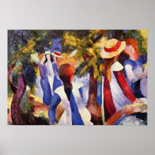 Póster Chica De Macke De Agosto Vintage En El Campo