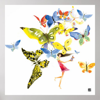 Póster Chica de mariposa
