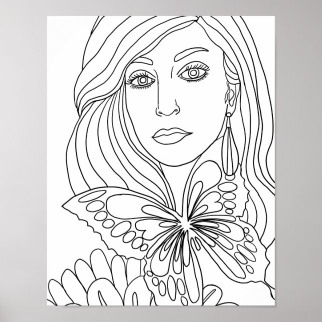 Póster Chica de mariposa Mujeres frente a la página de Co (Frente)
