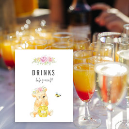 Póster Chica de mesa de bebidas cutas Teddy Bear Baby Sho