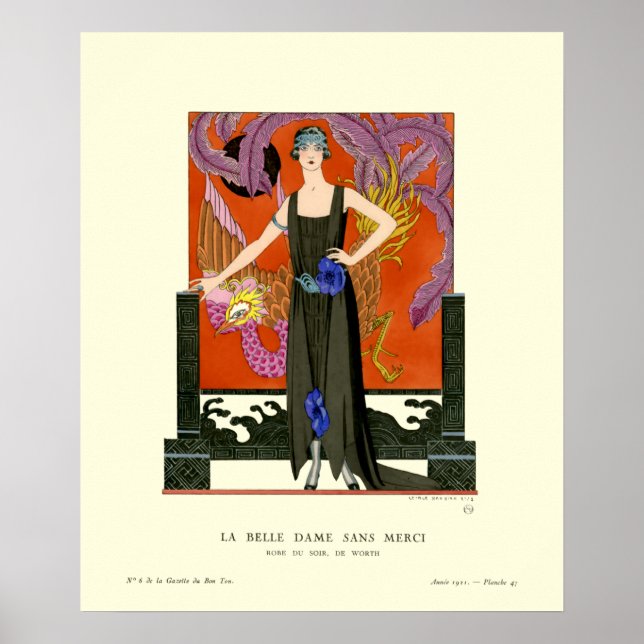 Póster Chica de moda Art Deco de época de George Barbier (Frente)