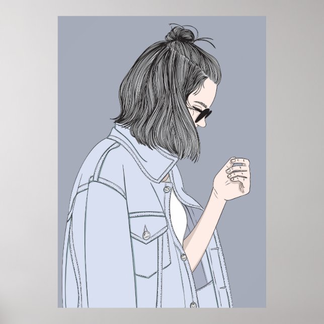 Póster Chica de moda que lleva ropa moderna (Frente)
