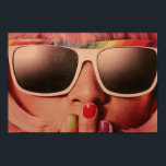 Póster Chica de moda retro de 800<br><div class="desc">Una bonita imagen de arte pop de un chica de pelo arco iris con un estilo retro de moda de los años 70 o 80. Un chica de moda alegre y colorido.</div>