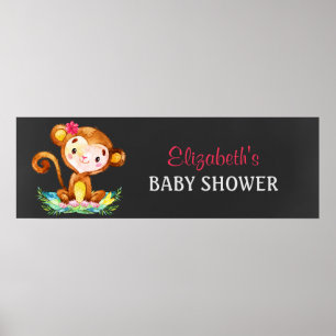Póster Chica de mono de color de agua de pizarra Baby Sho