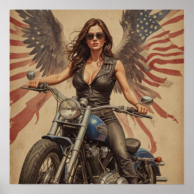 Póster Chica de motociclista (Frente)