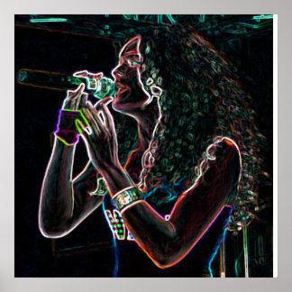 Póster chica de música de canciones de micrófono de canta