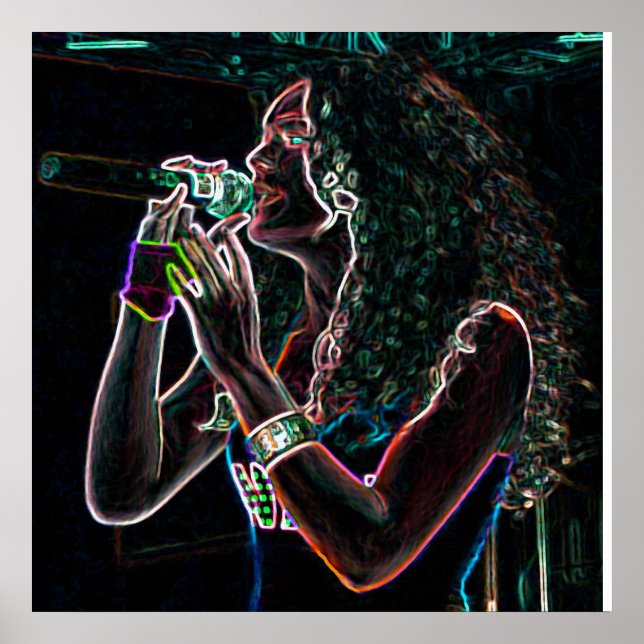 Póster chica de música de canciones de micrófono de canta (Frente)