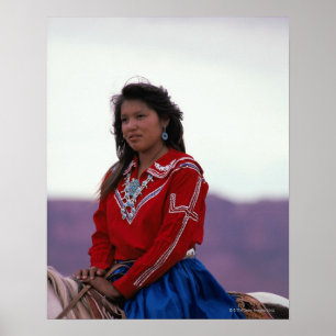 Póster Chica de Navajo a caballo