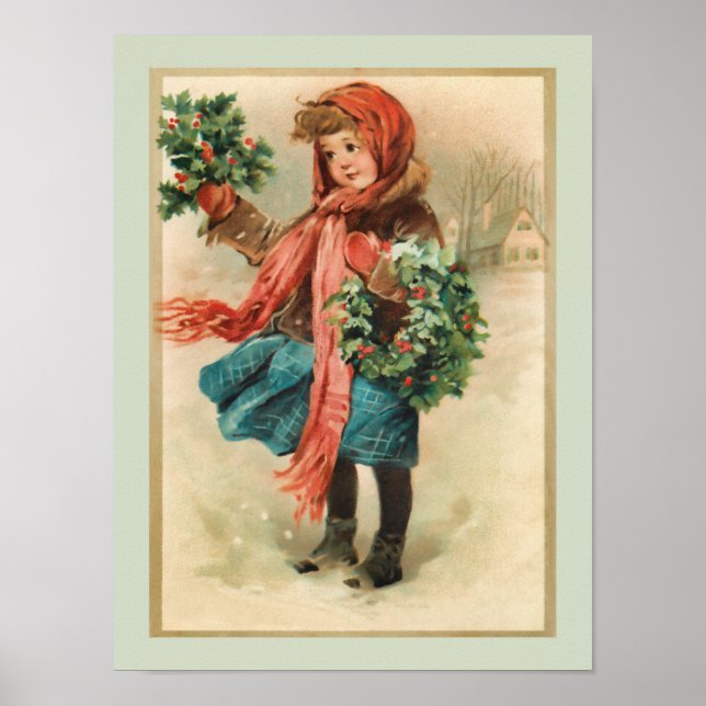 Póster Chica de Navidades malteados con huelgas holly (Frente)