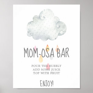 Póster Chica de nube de lluvia Rótulo de bar Baby Shower 