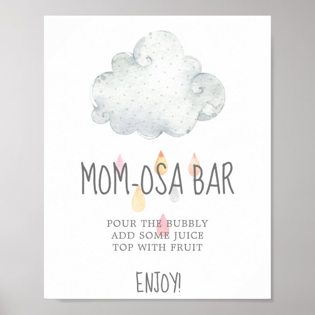 Póster Chica de nube de lluvia Rótulo de bar Baby Shower  (Frente)
