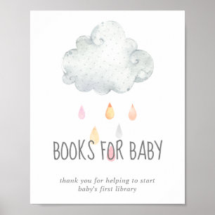 Póster Chica de nubes de lluvia Baby Shower Libros para R