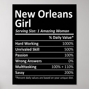 Póster Chica de Nueva Orleans La Louisiana Ciudad Diverti