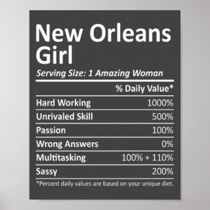 Póster Chica de Nueva Orleans La Louisiana Ciudad Diverti