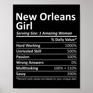 Póster Chica de Nueva Orleans La Louisiana Divertida Ciud
