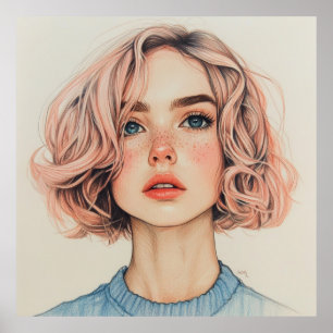 Póster chica de ojos azules