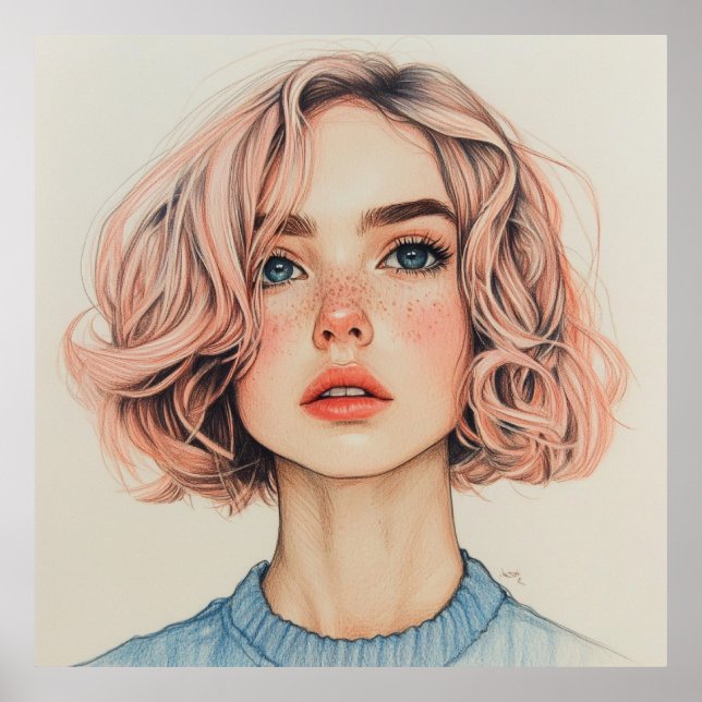 Póster chica de ojos azules (Frente)