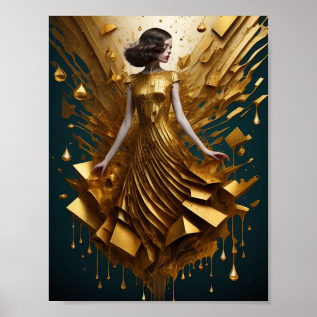Póster Chica de oro Art Deco (Frente)