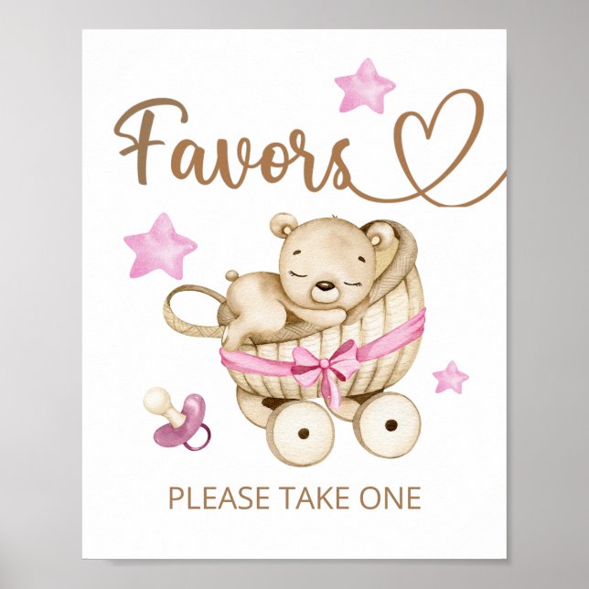 Póster Chica de Oso de Teddy Baby Shower favorece a Poste (Frente)