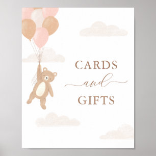Póster Chica de Oso Teddy Rótulo de tarjetas Baby Shower