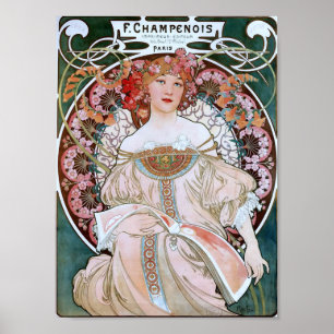 Póster Chica de París en vestido rosa claro