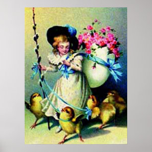 Póster Chica de Pascua Vintage y Poster de chicles para b