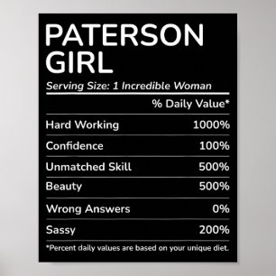 Póster Chica de Paterson Divertida Ciudad Natal de Nueva