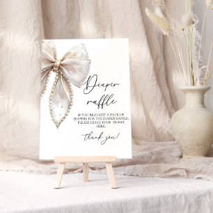 Póster Chica de Pearl y Bow Baby Shower Diaper Raffle