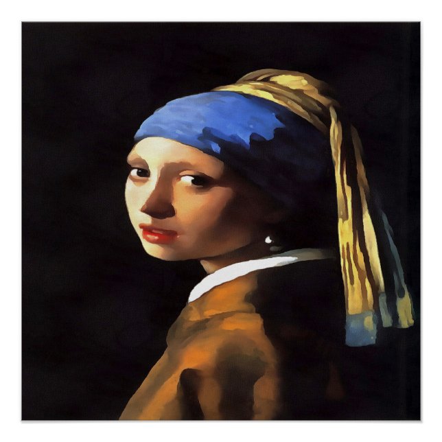 Póster Chica de Perla tras Johannes Vermeer (Anverso)