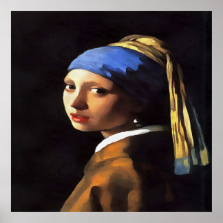 Póster Chica de Perla tras Johannes Vermeer
