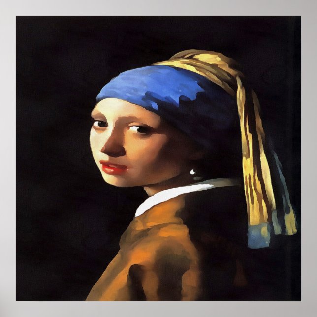 Póster Chica de Perla tras Johannes Vermeer (Frente)