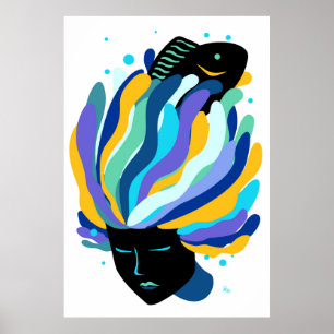 Póster Chica de pescado Aquarius