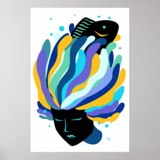 Póster Chica de pescado Aquarius