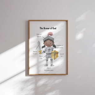 Póster Chica de piel marrón acuarela de la armadura de Di