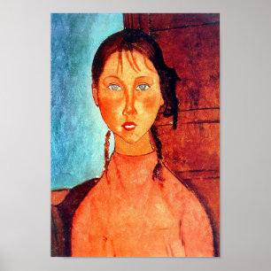 Póster Chica de Pigtails, Modigliani