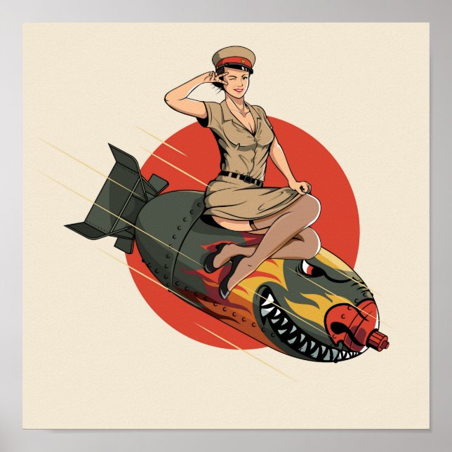 Póster Chica de Pin-up de la Segunda Guerra Mundial (Frente)