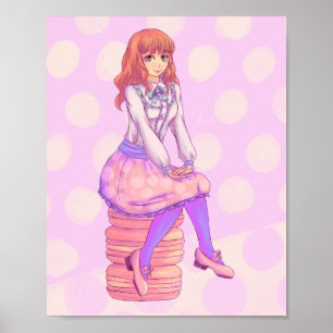 Póster Chica de Pink Macaron