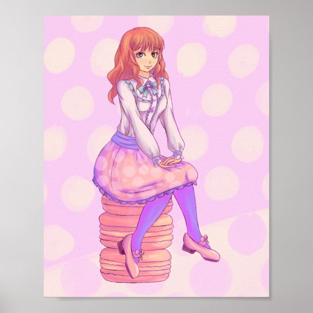 Póster Chica de Pink Macaron (Frente)